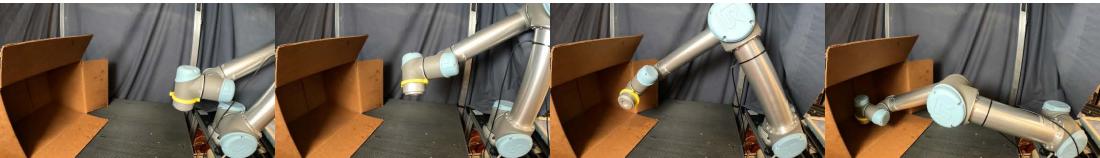 Sequence of a real UR5 robot arm reaching into a box.