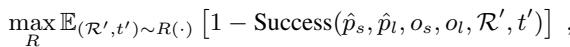Equation describing the adversarial placement policy objective.