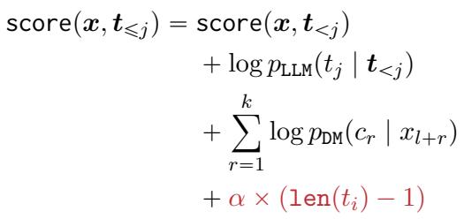 包含长度奖励 alpha 参数的方程。