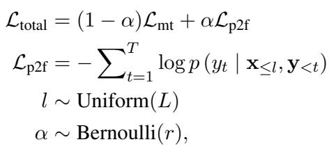 Equation for Prefix-to-Full Training Loss