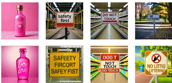 展示 SDXL-Turbo 与本文提出模型失败案例对比的图。