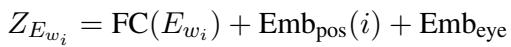 显示使用全连接层和嵌入计算 Z_E_wi 的方程。