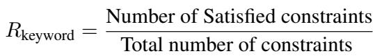 关键词覆盖率公式: 满足的约束数量除以约束总数。