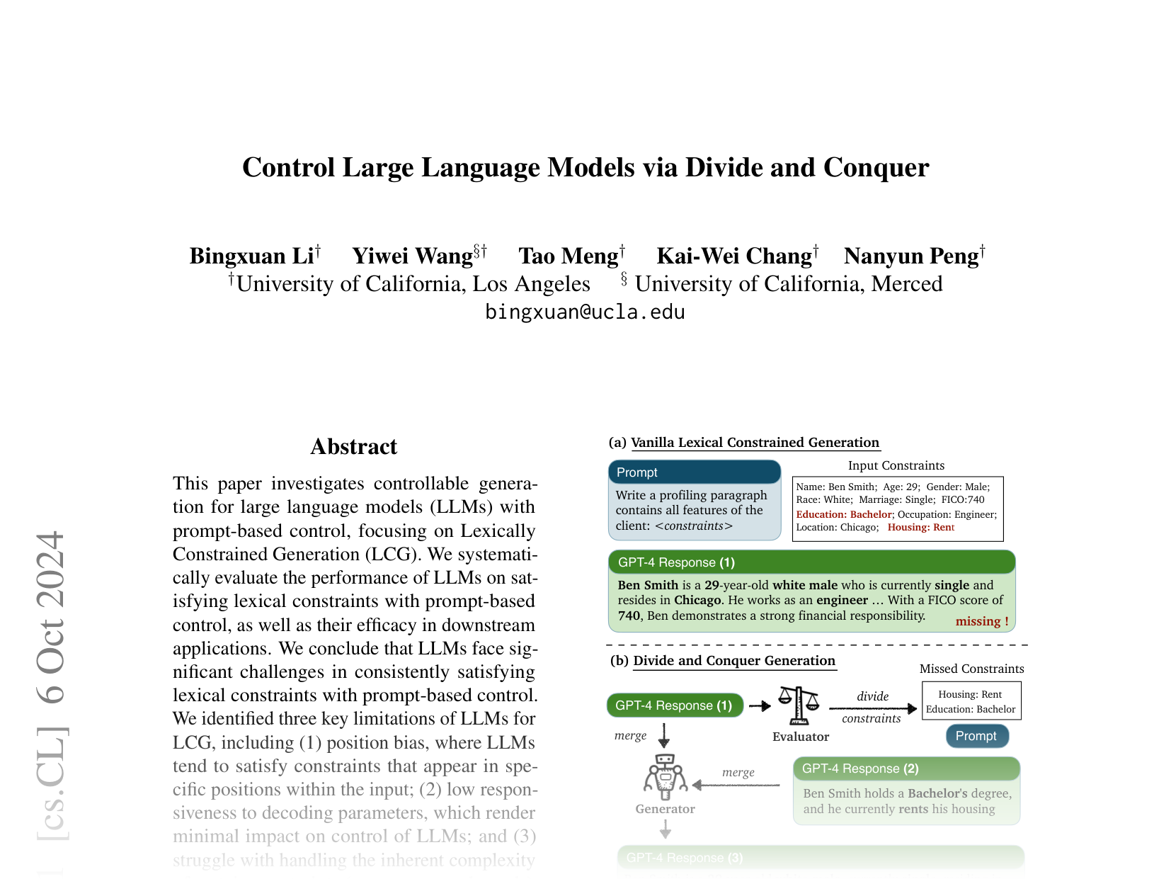 [Control Large Language Models via Divide and Conquer 🔗](https://arxiv.org/abs/2410.04628)