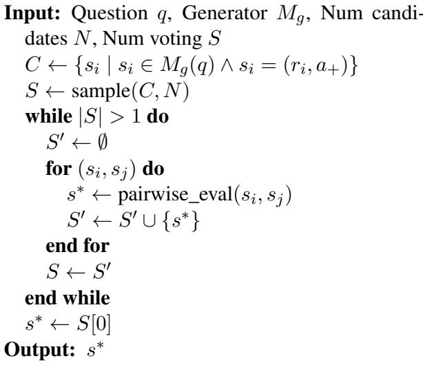 Algorithm 1 Rationale Enhancement through Pairwise Selection (REPS)