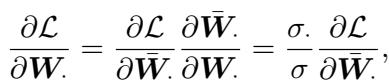 显示损失与参数之间梯度关系的公式。