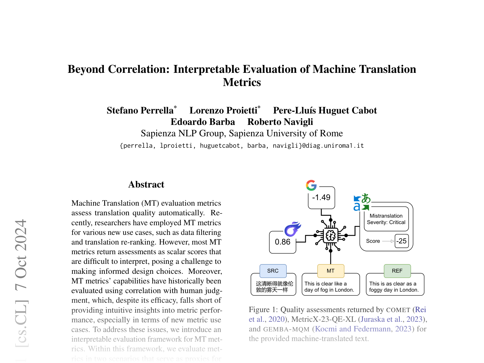 [Beyond Correlation: Interpretable Evaluation of Machine Translation Metric 🔗](https://arxiv.org/abs/2410.05183)