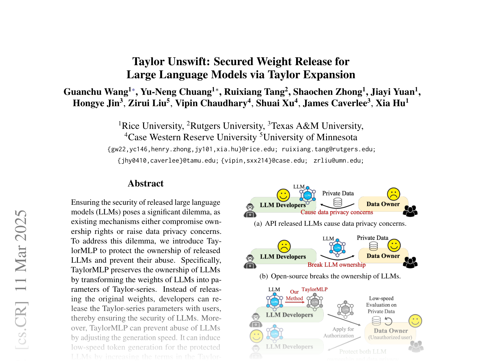 [Taylor Swift: Secured Weight Release for Large Language Models via Taylor Expansion 🔗](https://arxiv.org/abs/2410.05331)