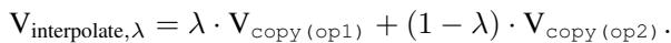 Equation for interpolating task vectors.