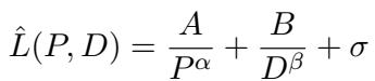 The standard scaling law equation for Dense models.