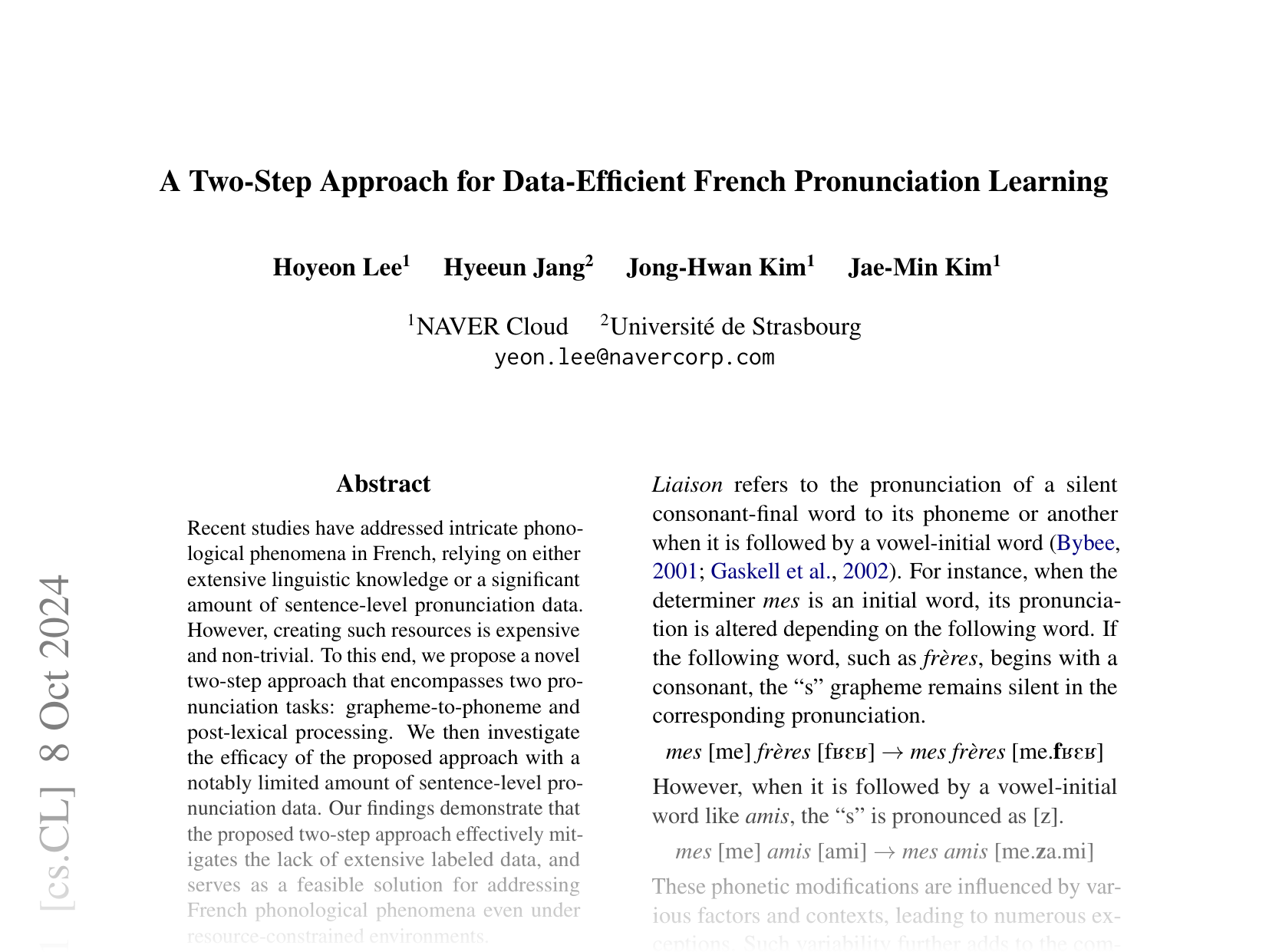 [A Two-Step Approach for Data-Efficient French Pronunciation Learning 🔗](https://arxiv.org/abs/2410.05698)