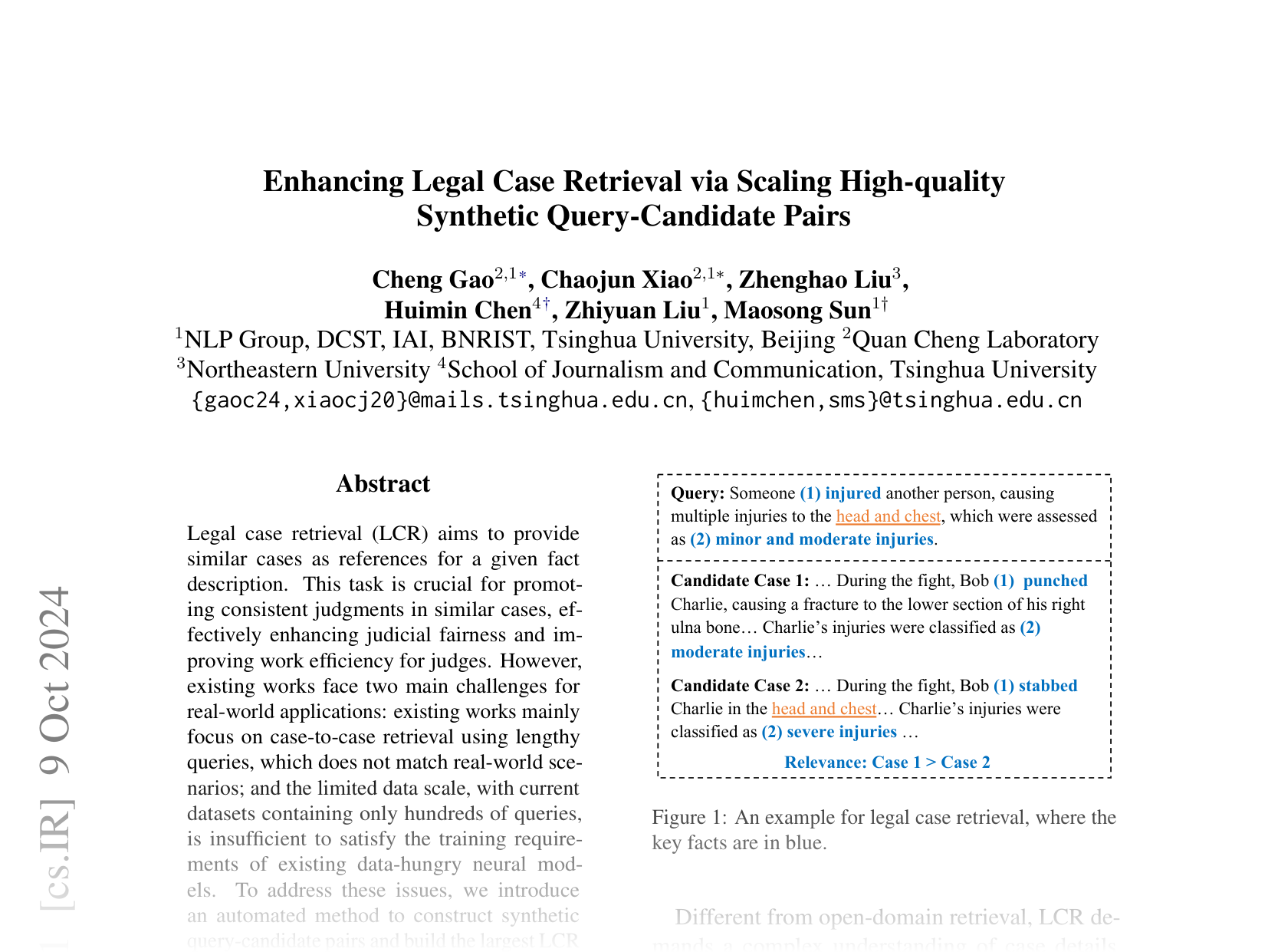 [Enhancing Legal Case Retrieval via Scaling High-quality Synthetic Query-Candidate Pairs 🔗](https://arxiv.org/abs/2410.06581)