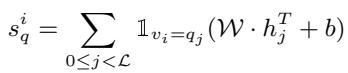 公式 3: 查询权重是使用查询中存在的 token 的隐藏状态的线性投影计算的。