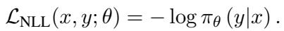 标准监督微调中使用的负对数似然损失函数。