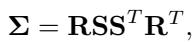 Equation 1: Covariance matrix decomposition.