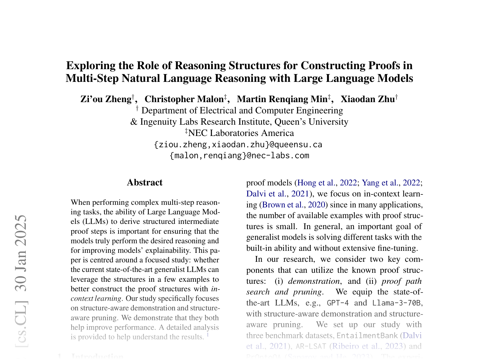 [Exploring the Role of Reasoning Structures for Constructing Proofs in Multi-Step Natural Language Reasoning with Large Language Models 🔗](https://arxiv.org/abs/2410.08436)
