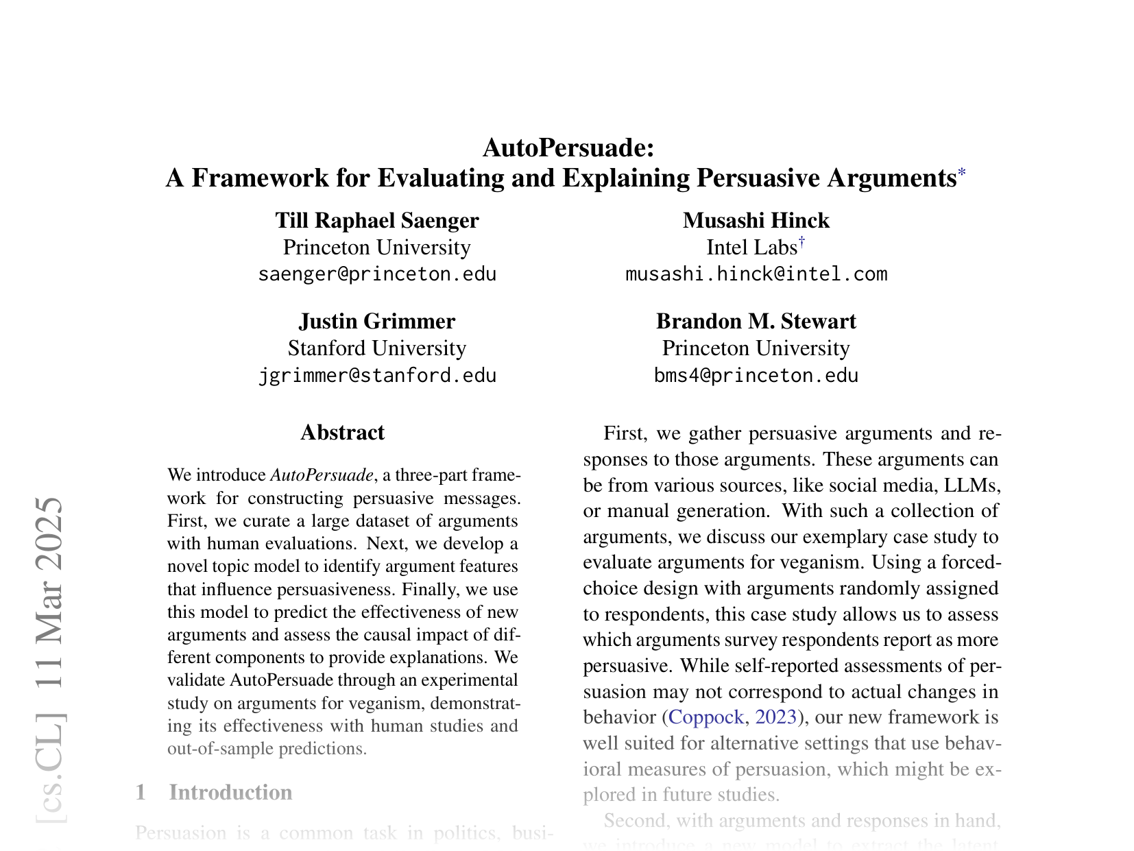 [AutoPersuade: A Framework for Evaluating and Explaining Persuasive Arguments 🔗](https://arxiv.org/abs/2410.08917)