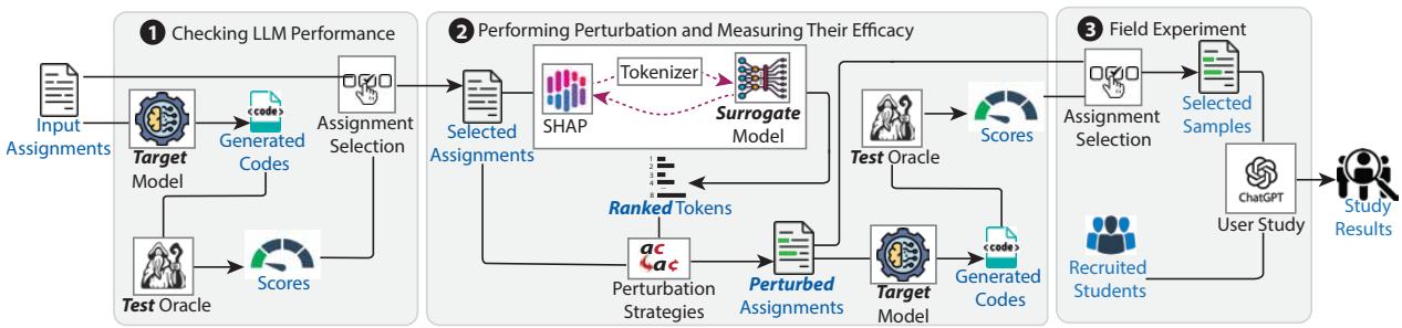 图表显示了三个阶段: 检查性能、扰动和用户研究。