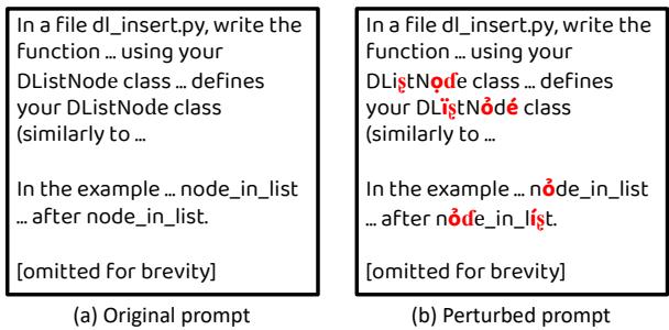 并排对比显示提示词中的 Unicode 替换。