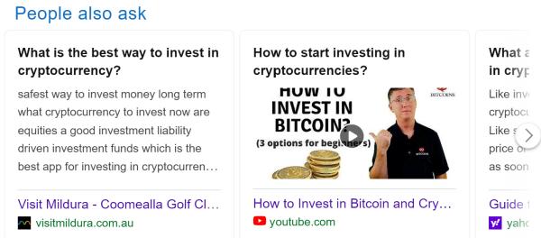 必应的“人们还在问” (PAA) 模块显示了一个问题以及相关的视频缩略图。