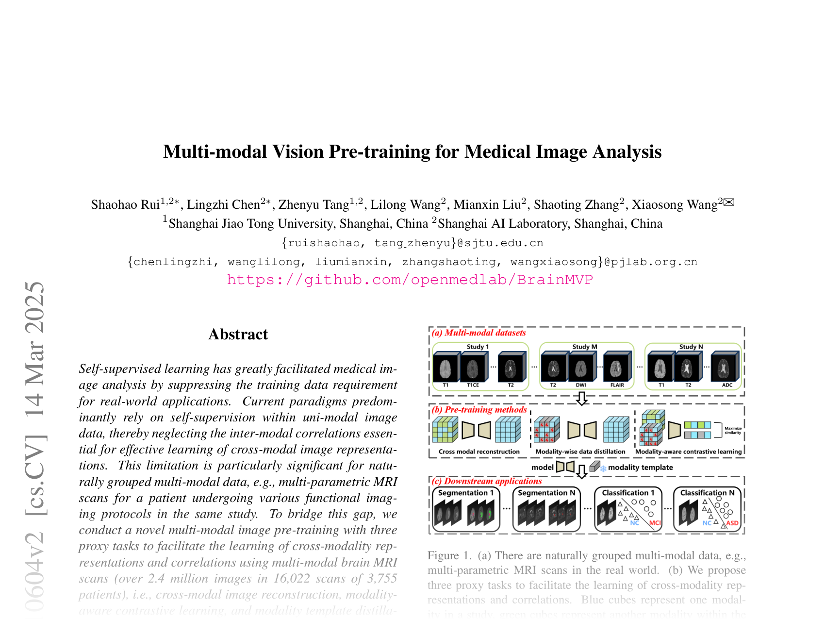 [Multi-modal Vision Pre-training for Medical Image Analysis 🔗](https://arxiv.org/abs/2410.10604)