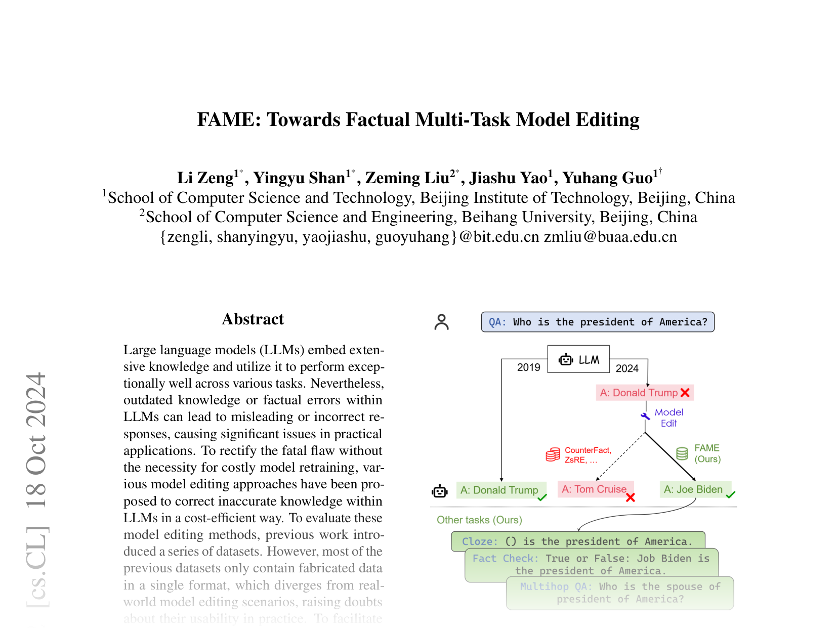[FAME: Towards Factual Multi-Task Model Editing 🔗](https://arxiv.org/abs/2410.10859)