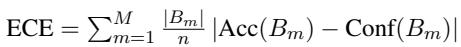 预期校准误差 (ECE) 的公式。