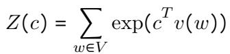 配分函数 Z(c) 的方程，即词汇表上的求和。