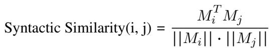 使用 POS 向量的余弦相似度计算句法相似度的方程。