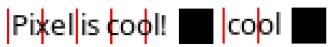 图 2: 示例展示了 &ldquo;cool&rdquo; 一词在 PIXEL 的不同上下文中如何被渲染成不同的样子。红线代表图块 (patch) 的边界。