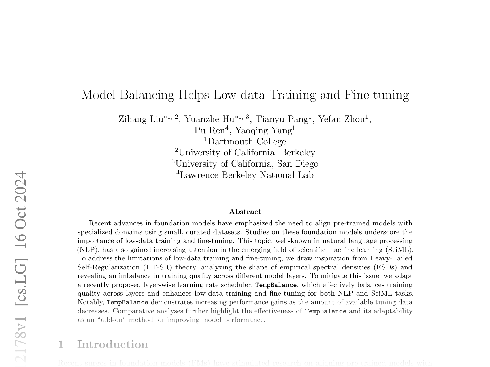 [Model Balancing Helps Low-data Training and Fine-tuning 🔗](https://arxiv.org/abs/2410.12178)