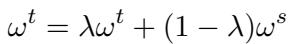 Equation 1: Teacher parameter update via EMA.