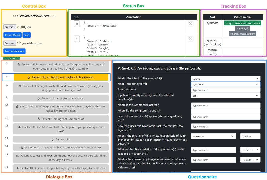 Figure 2: Labeling Interface for questionnaire-based labeling scheme.