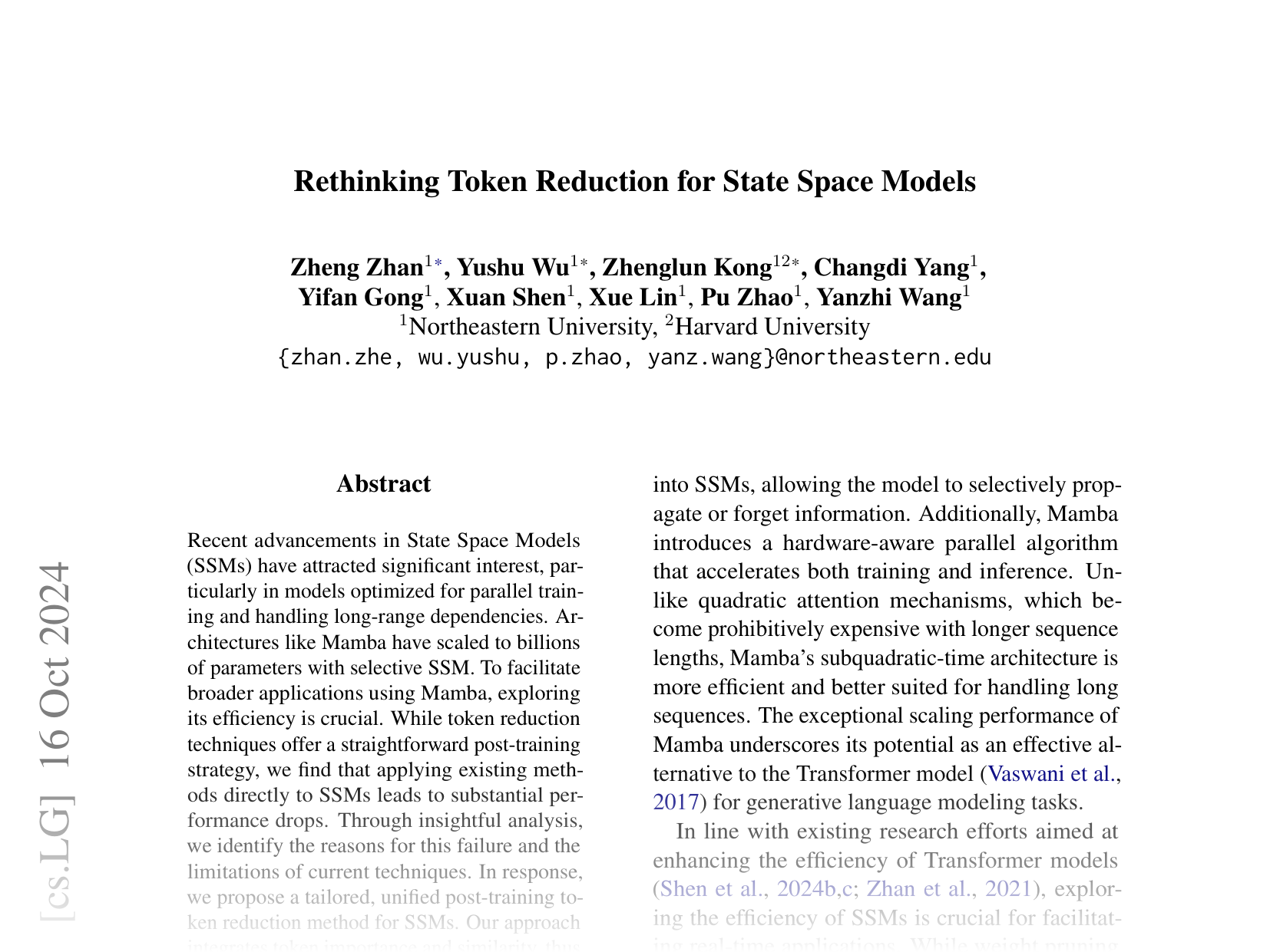 [Rethinking Token Reduction for State Space Models 🔗](https://arxiv.org/abs/2410.14725)
