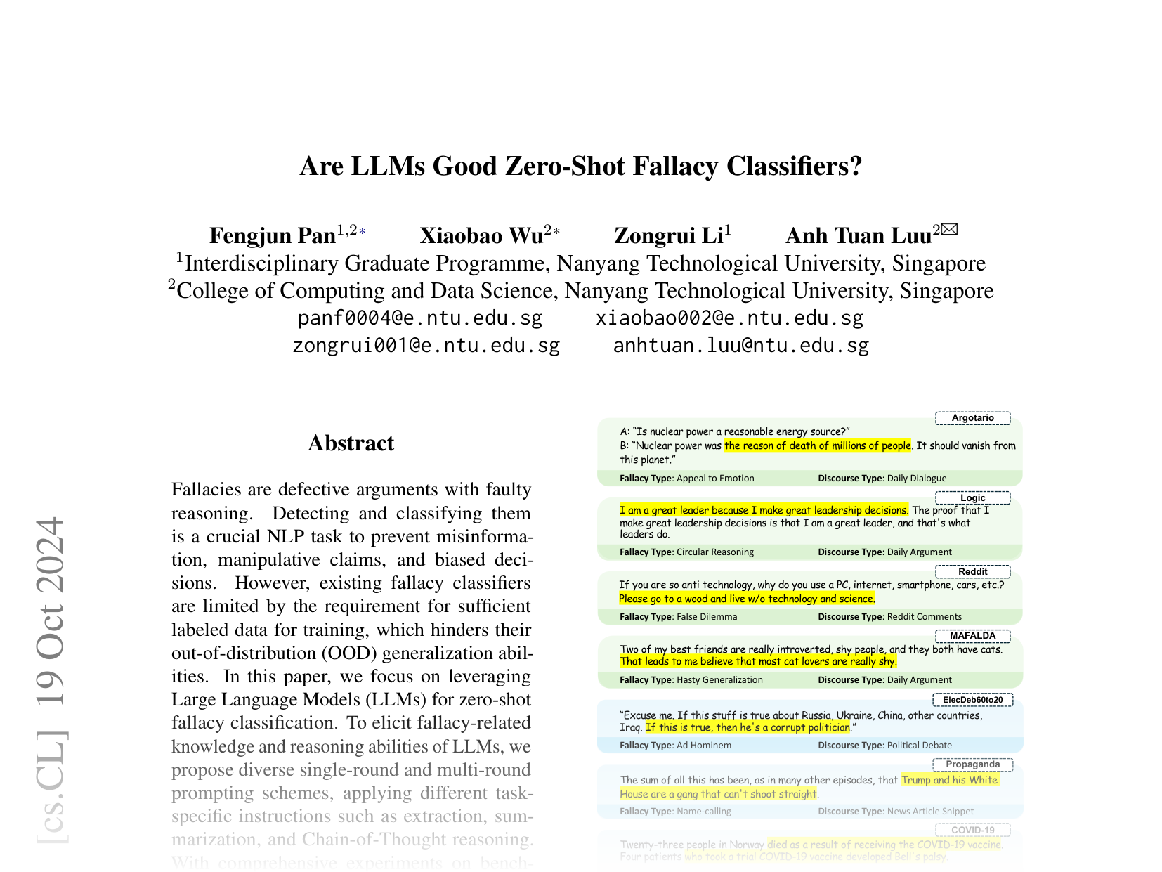 [Are LLMs Good Zero-Shot Fallacy Classifiers? 🔗](https://arxiv.org/abs/2410.15050)