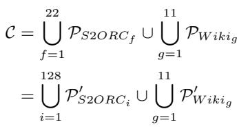 Equation representing the union of data partitions from S2ORC and Wikipedia.