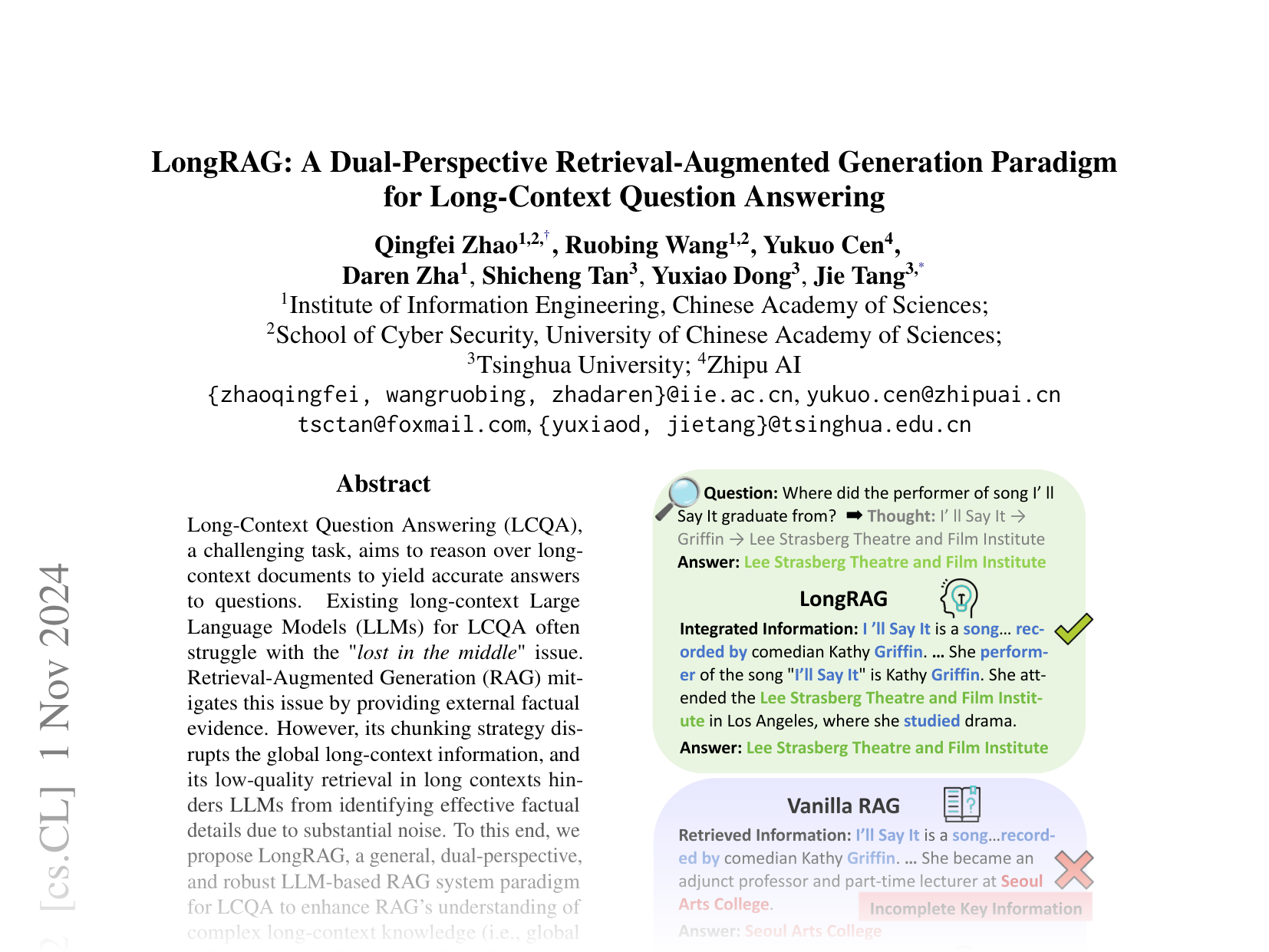 [LongRAG: A Dual-Perspective Retrieval-Augmented Generation Paradigm for Long-Context Question Answering 🔗](https://arxiv.org/abs/2410.18050)