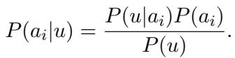 显示 P(a_i|u) 的贝叶斯定理公式。