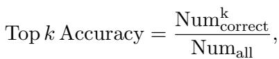Top k 准确率公式。