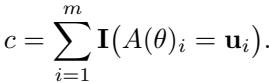Equation defining c, the number of correct guesses made by the adversary.