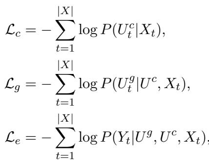Loss equations for the three stages of training.