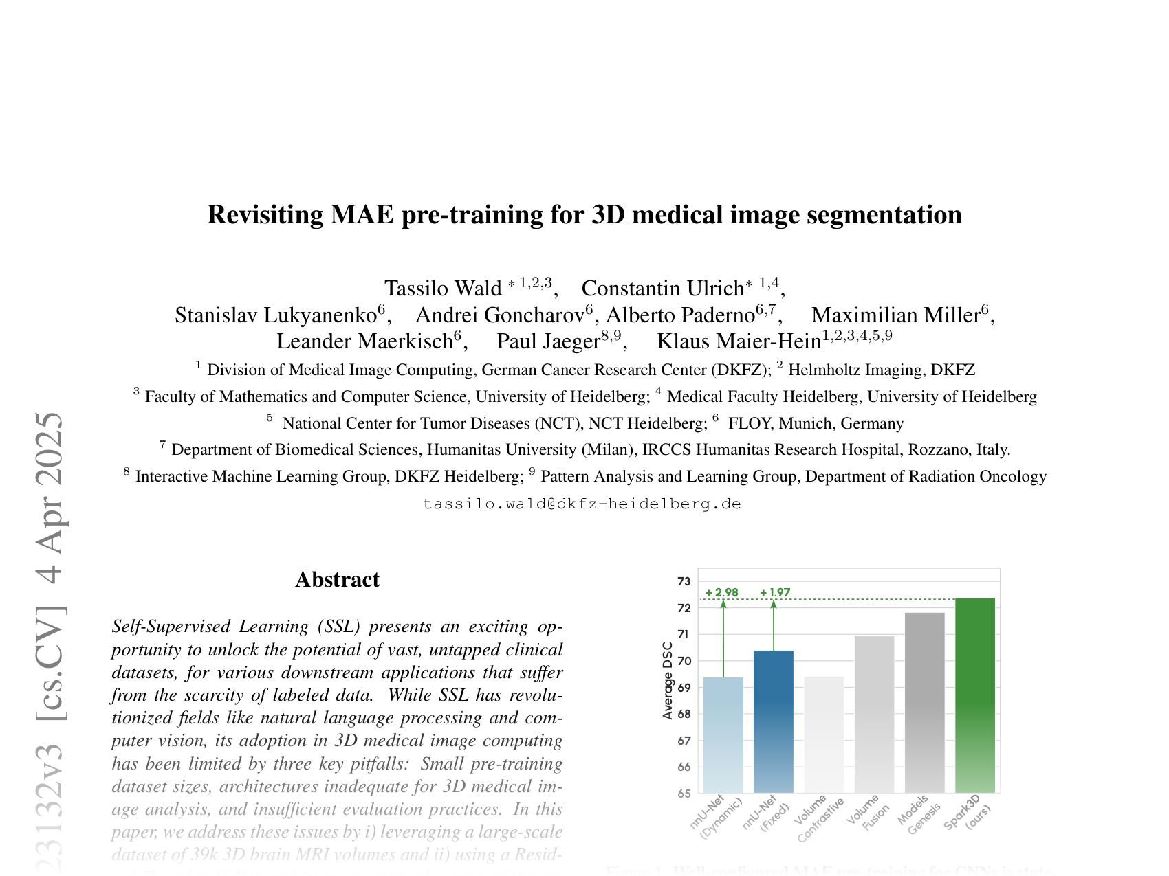 [Revisiting MAE pre-training for 3D medical image segmentation 🔗](https://arxiv.org/abs/2410.23132)