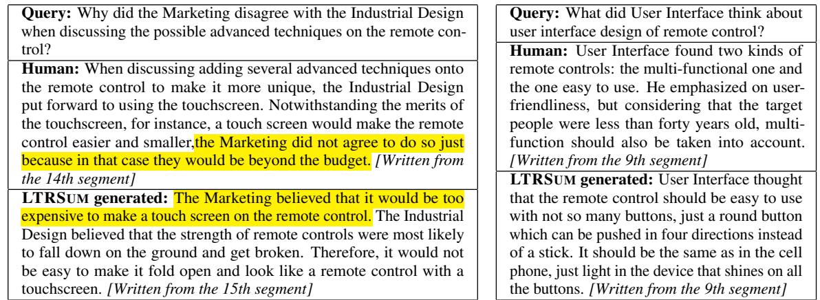 说明错误的人类与模型摘要比较。