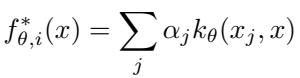 闭式解将函数表示为输入 x 与训练样例之间核相似度的加权和。