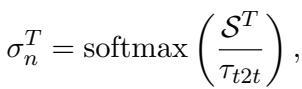 Equation for softmax weighting of text retrieval