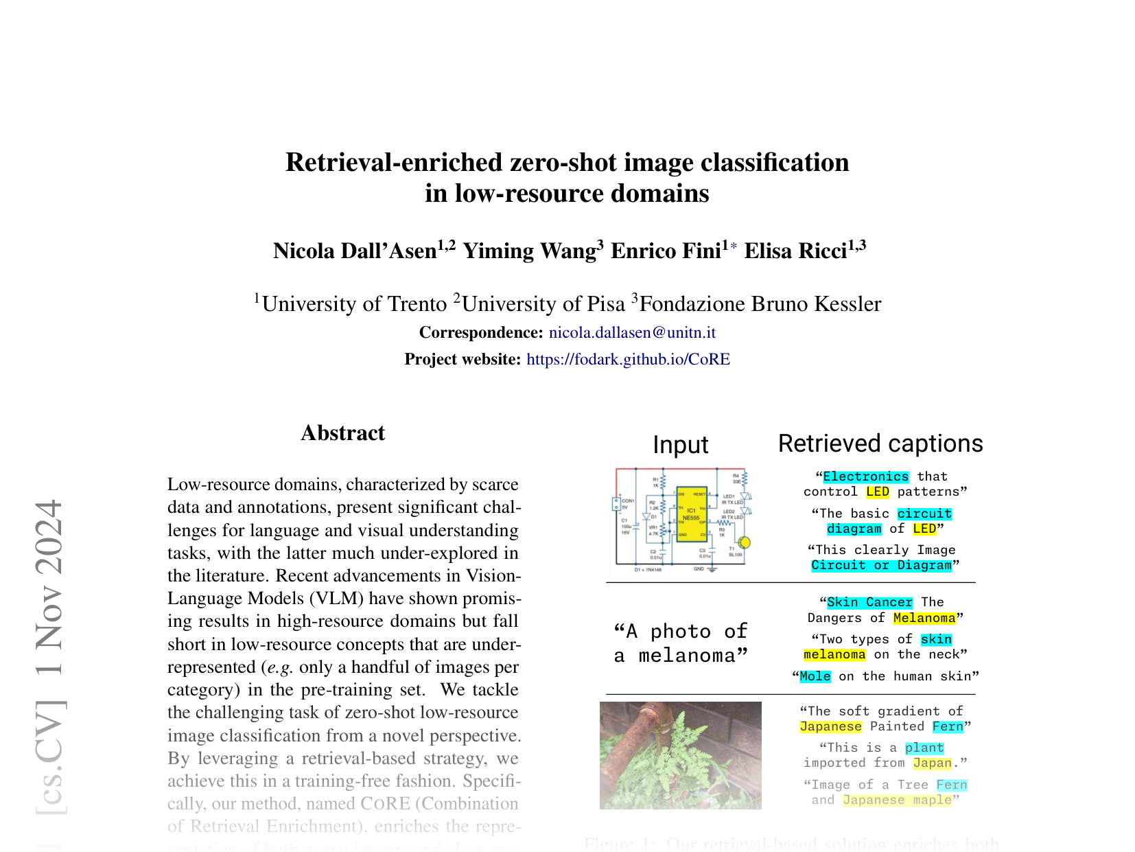 [Retrieval-enriched zero-shot image classification in low-resource domains 🔗](https://arxiv.org/abs/2411.00988)