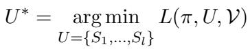 定义寻找最佳子集 U 的优化目标的方程。