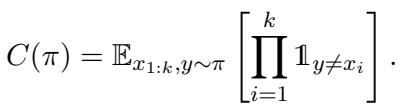 Equation for the cost function C(pi).