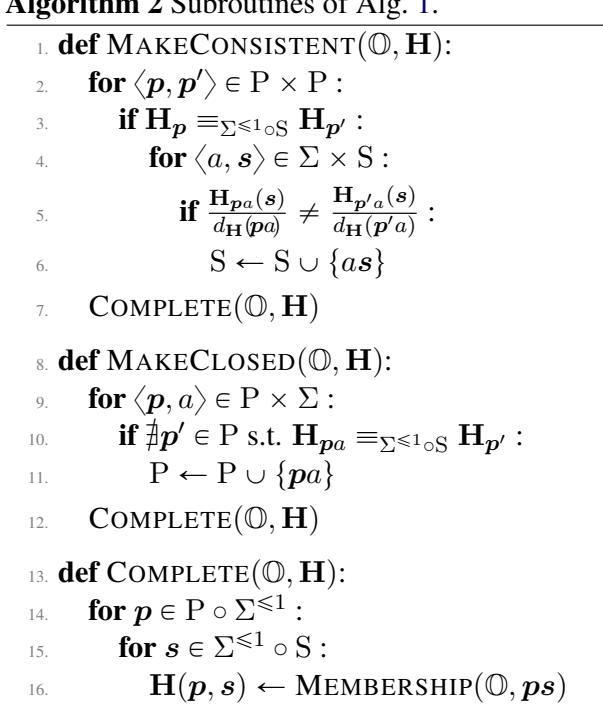 算法 2: 一致性、封闭性和补全的子程序。