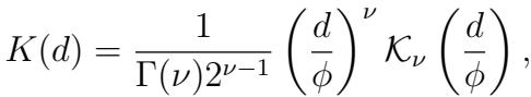 The Matérn correlation kernel equation.